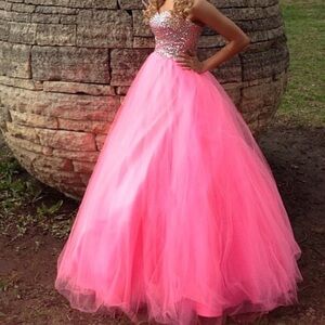 Stunning Pink Strapless Gown